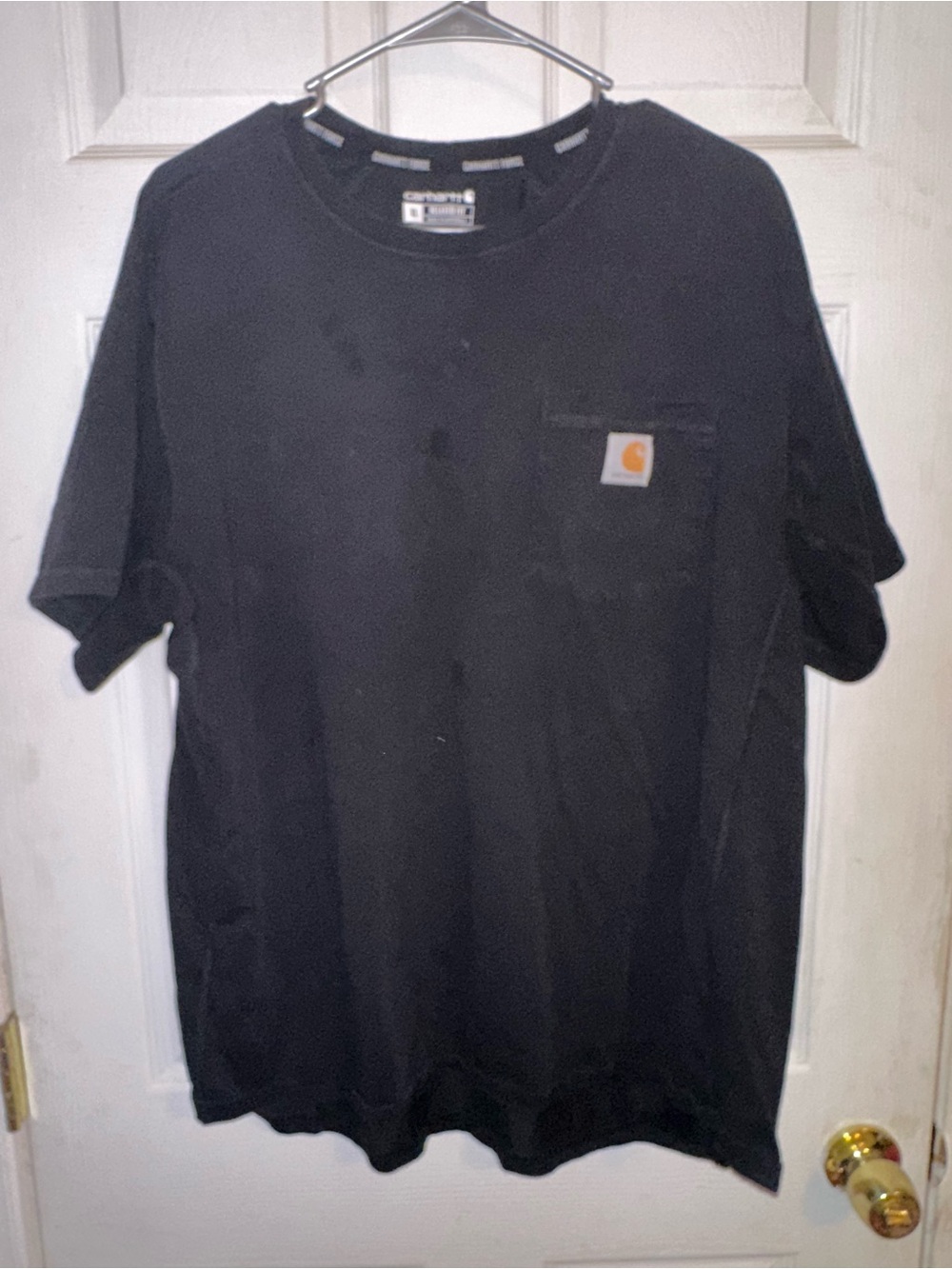 Carhartt Black Short-Sleeve Pocket Tee with Logo Patch